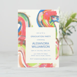 Artsy Abstract Modern Watercolor Graduation Party Invitation