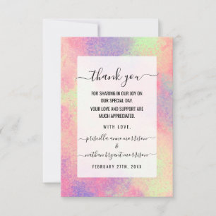 Artsy Abstract Pink Purple Neon Paint Splatter Thank You Card