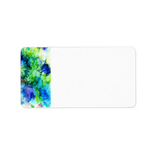 Artsy abstract, splashy blues unique label