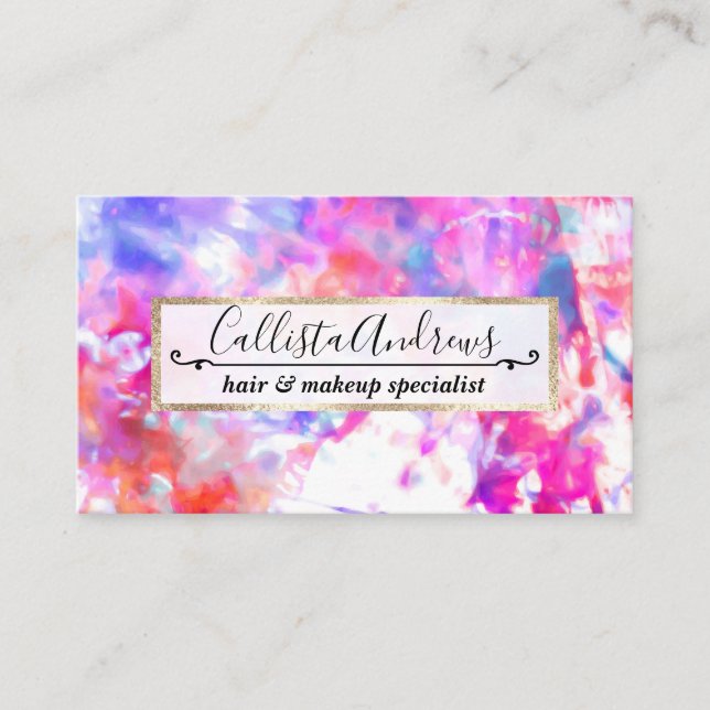 Artsy Abstract Summer Pink Purple Orange Tie Dye Business Card (Front)