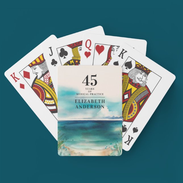 Artsy Anniversary Name And Date Beach Watercolor Playing Cards (Creator Uploaded)