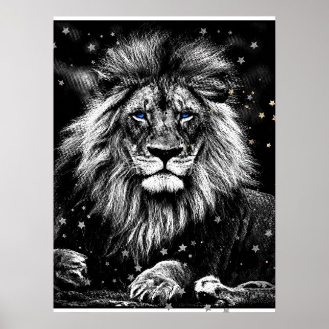 *~* Artsy AP23 Artistic Celestial  SILVER  LION Poster (Front)
