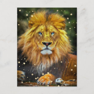 *~* Artsy AP23 Artistic Celestial Watercolor LION Postcard