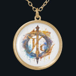 *~* Artsy AP87 Nordic RUNE VIKING Inspired Ancient Gold Plated Necklace<br><div class="desc">(Search AP87 for things Viking or AP40 for similar items ) - NECKLACE . The image is large so feel free to TRANSFER to any ZAZZLE PRODUCT you choose. JEWELRY WITH INTENTION (R) - create your own intention. Use this cool artsy creative artistic modern yet vintage beautiful soul reaching artwork...</div>