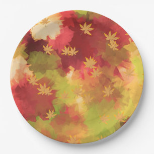 Artsy Autumn Leaves Paper Plate
