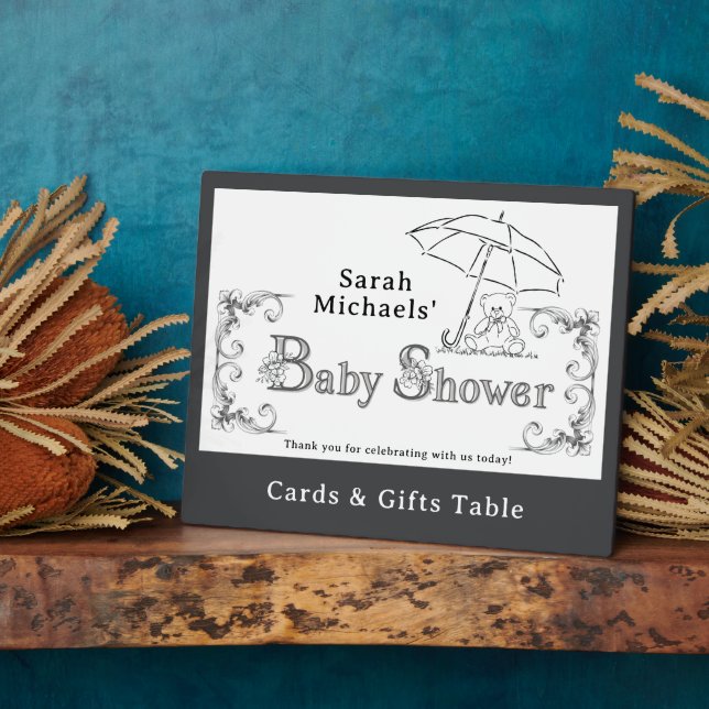 Artsy Baby Shower Card & Gift Table Sign Plaque (Side)