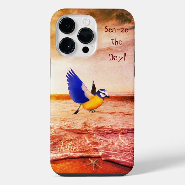 Artsy Beach Scene  Bird Sea  iPhone Case (Back)