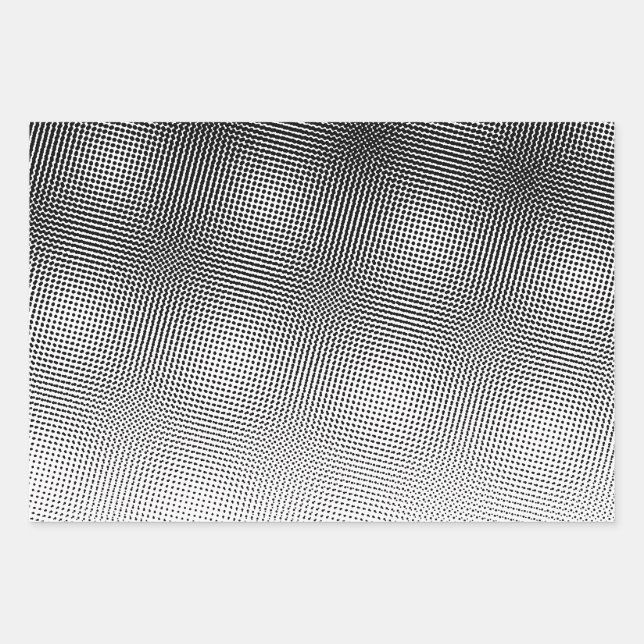 Artsy Black and White Moiré Pattern Wrapping Paper Sheet (Front)