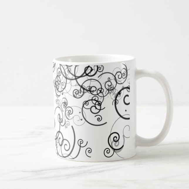 Artsy Black and White Swirls Doodles Modern Coffee Mug (Right)
