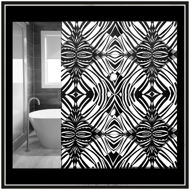 Artsy Black and White Tribal Pattern Shower Curtain (Classy Black & White Tribal Pattern. Add a Touch of Style & Glam to Your Monochrome Bathroom TODAY!)