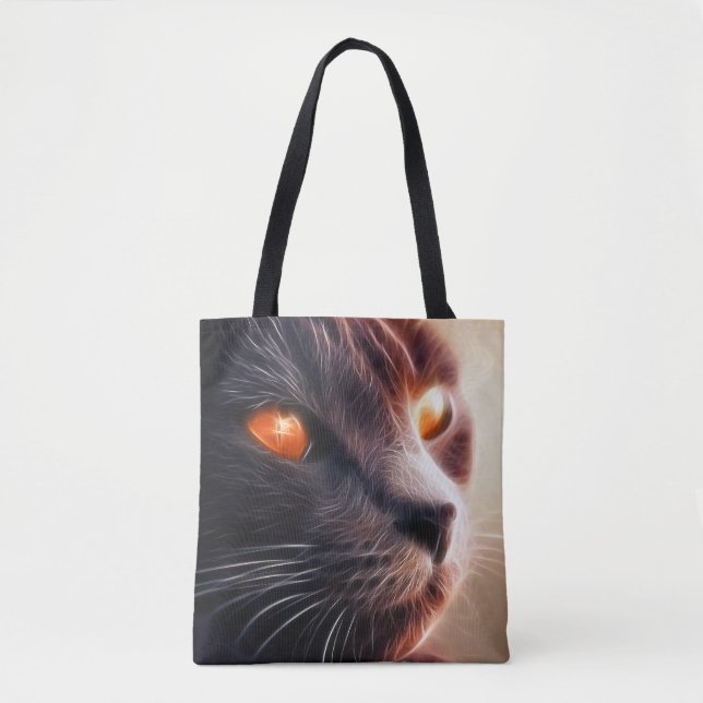 Artsy Black Cat Tote Bag (Front)