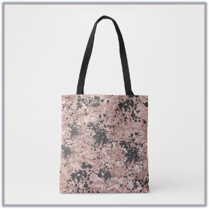 Artsy Black Paint Splatter Purple Beige Design Tote Bag