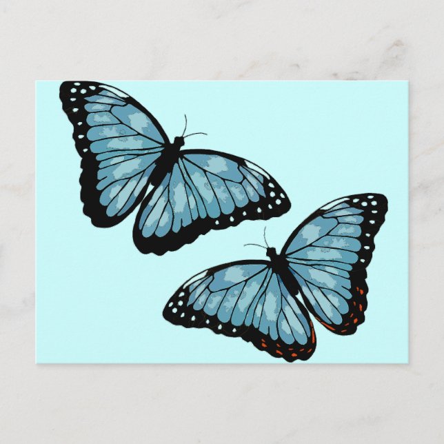 Artsy Blue Butterflies Postcard (Front)