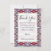 Artsy Blue Pink Red Native Aztec Painted Pattern