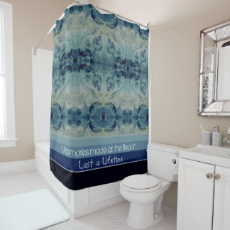 Artsy blue sand green colour coastal custom  shower curtain