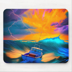 Artsy Boat Scene Mouse Pad
