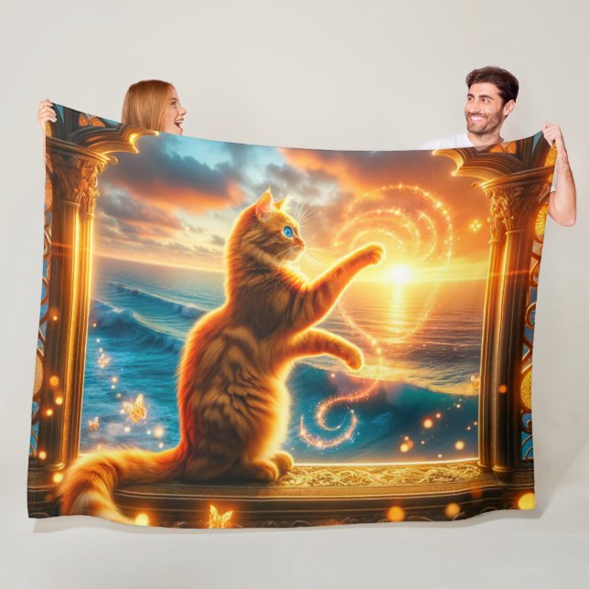 Artsy Cat Fleece Blanket (In Situ)