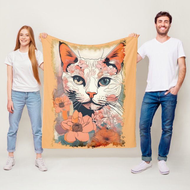 Artsy Cat Fleece Blanket (In Situ)