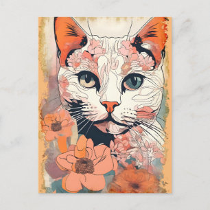 Artsy Cat Holiday Postcard