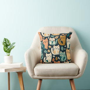 Artsy Cat Pattern Cute Cushion