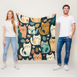 Artsy Cat Pattern Cute Fleece Blanket
