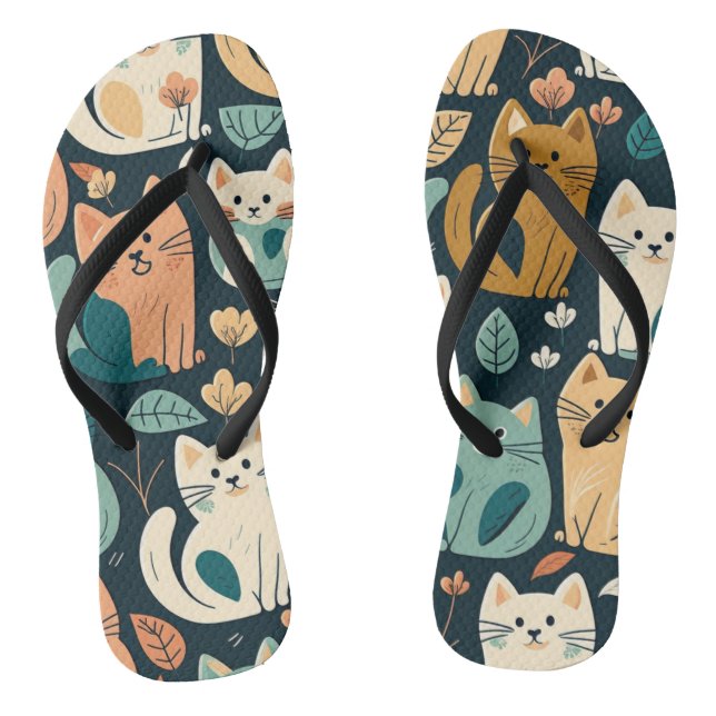 Artsy Cat Pattern Cute Jandals (Footbed)