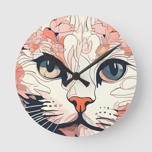 Artsy Cat Round Clock (Front)