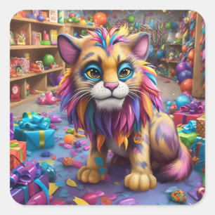 Artsy Cat Square Sticker