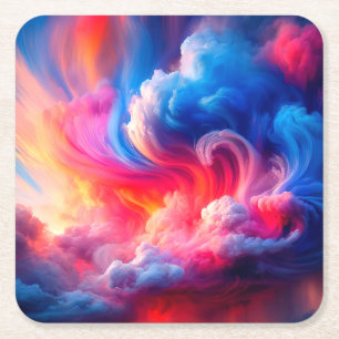 Artsy Clouds Square Paper Coaster