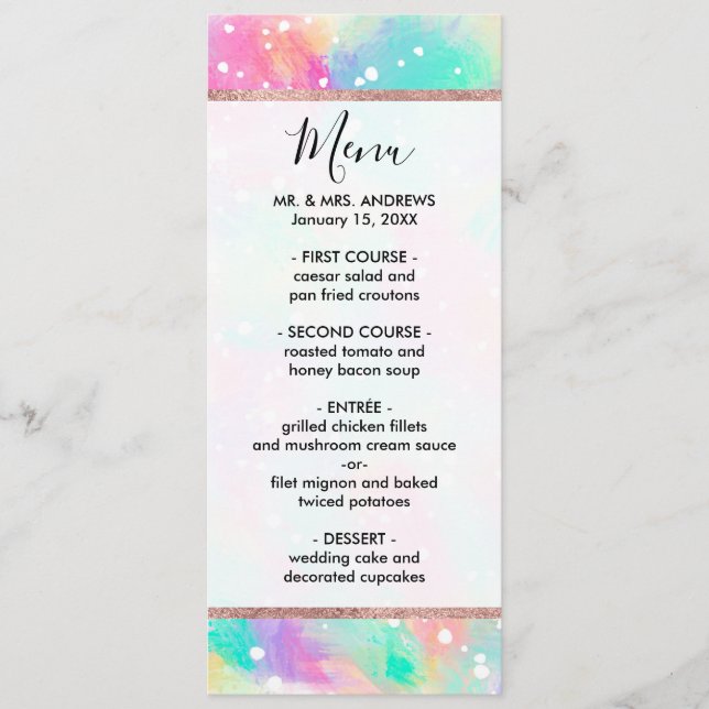 Artsy Colourful Abstract Paint Daub Polka Dots Menu (Front)