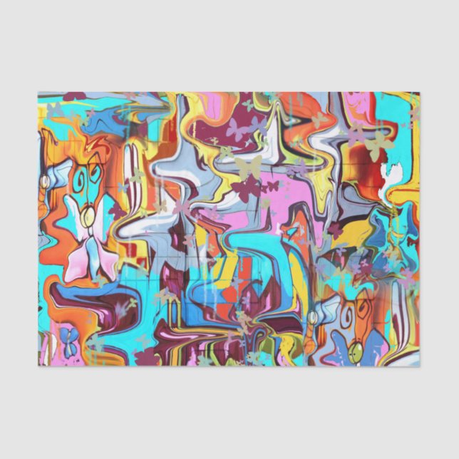 Artsy colourful abstract print  tissue paper (Front)