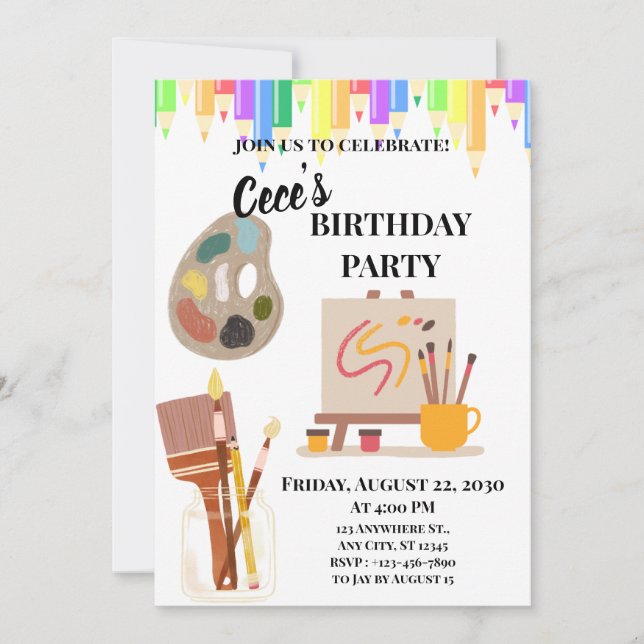 Artsy Craft Theme Invitation (Front)