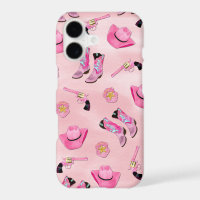 Artsy Cute Girly Pink Teal Cowgirl Watercolor