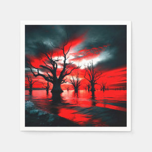 Artsy Dark Tree Design Napkin