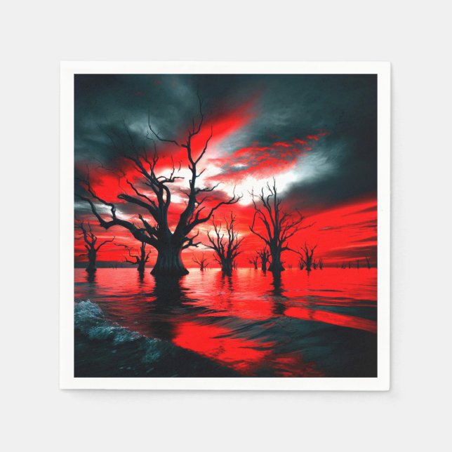 Artsy Dark Tree Design Napkin (Front)