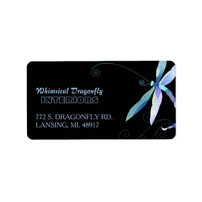 Artsy Dragonfly Business Address Label (Front)