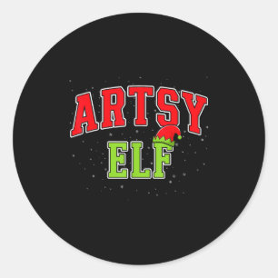 Artsy Elf Christmas Family Matching Group Xmas Act Classic Round Sticker