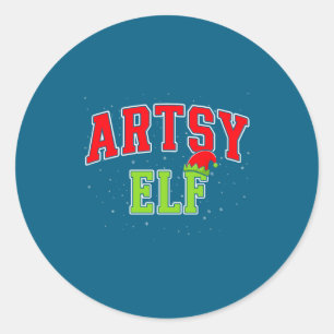 Artsy Elf Christmas Family Matching Group Xmas Act Classic Round Sticker