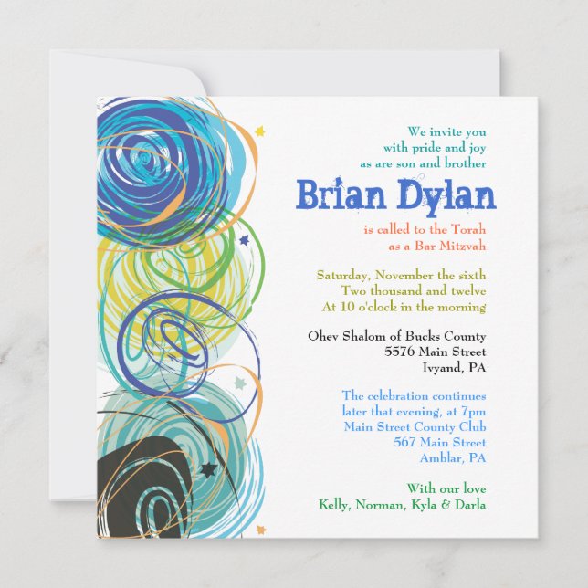 ARTSY FARTSY Bar Bat Mitzvah Invitation (Front)
