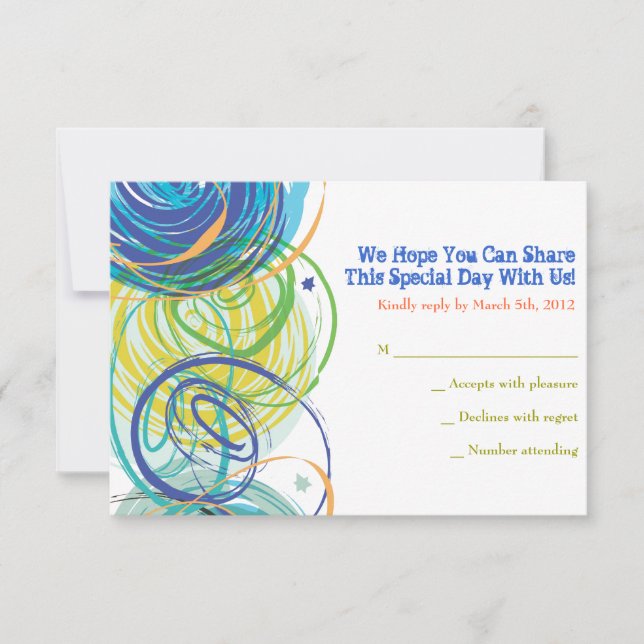 ARTSY FARTSY Bar Bat Mitzvah Reply Card (Front)