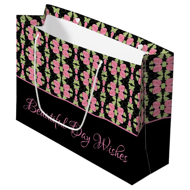 Artsy Floral Patterned Designer Large Gift Bag (Front Angled)