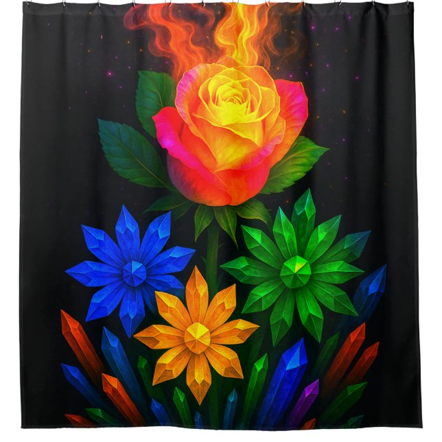 Artsy Flower Design Shower Curtain (Front)