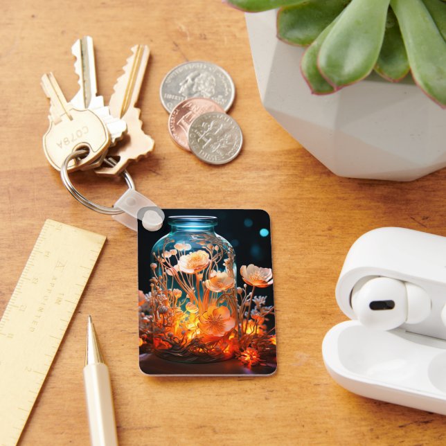Artsy Flower Jar Key Ring (Desk)