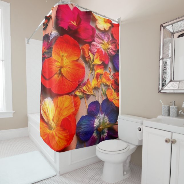 Artsy Flowers Shower Curtain (In Situ)