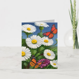 Artsy Fun Daisies And Butterflies Thank You Card