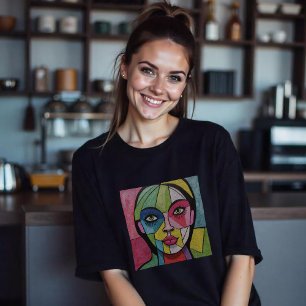 Artsy Fun Whimsical Modern Abstract Face Colourful T-Shirt