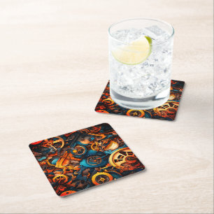 Artsy Gears Square Paper Coaster