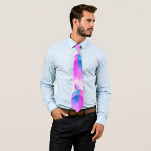 Artsy Girly Neon Pink Blue Painted Betta Fish Tie