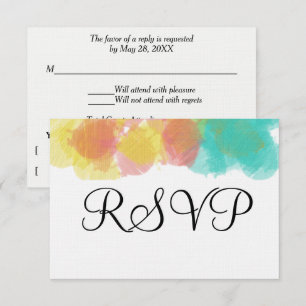 Artsy Gouache Pink Yellow Blue Watercolor RSVP Card
