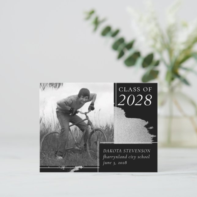 Artsy Graduation | Abstract Splash Photo Thank You Postcard (Standing Front)